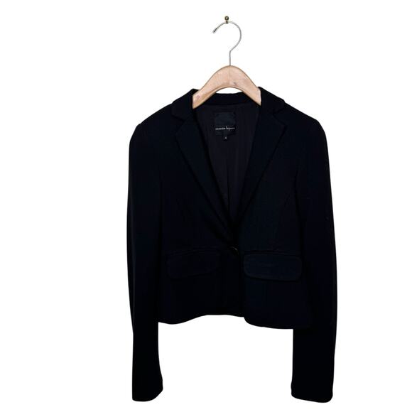 NANETTE LEPORE Single Button Double Pocket Black Blazer Jacket Size 0 - Picture 1 of 7